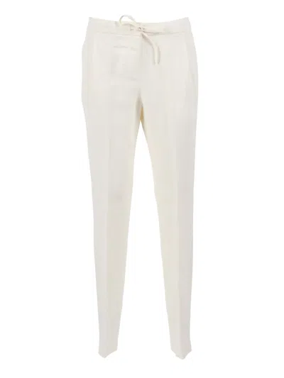 Fabiana Filippi Pantalone Jogging Con Pinces In Fluido Lino Viscosa Co In White