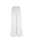 Fabiana Filippi Wide Leg Sheer Fabric Trousers With Elastic Waistband In Ghiaccio