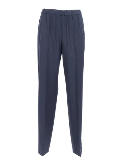 Fabiana Filippi Bistretch Wool Jogging Trousers With Filo Diamante In Blue