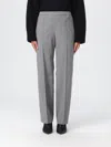 Fabiana Filippi Woolen Fabric Straight Leg Trousers With Elastic Waistband In Gray