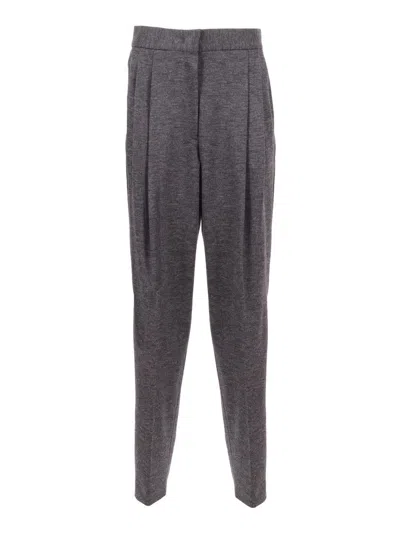Fabiana Filippi Slate-coloured Boiled Wool Jersey Trousers In Gray