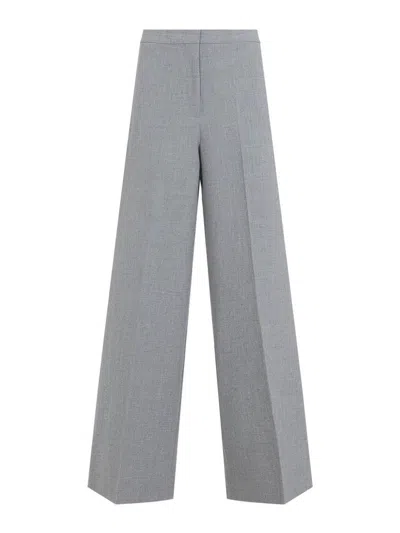 Fabiana Filippi Wide-leg Trousers With Clean Waistband And Subtle Pleats In Gray