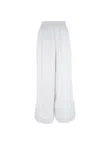 Fabiana Filippi Wide Leg Sheer Fabric Trousers With Elastic Waistband In Ice