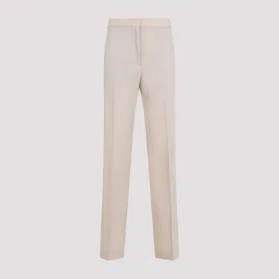 Fabiana Filippi Straight Leg Wool Blend Pants With Pockets In Beige