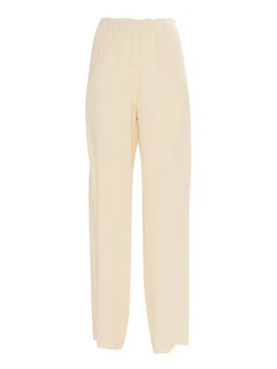 Fabiana Filippi Enver Satin Trousers With Elastic Waistband,filo Diamante In White