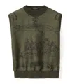 Fabiana Filippi Platinum Vest Top With Printed Twill On The Front In Green