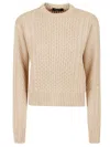 Fabiana Filippi Platinum Fisherman Jersey With Lurex In Camel