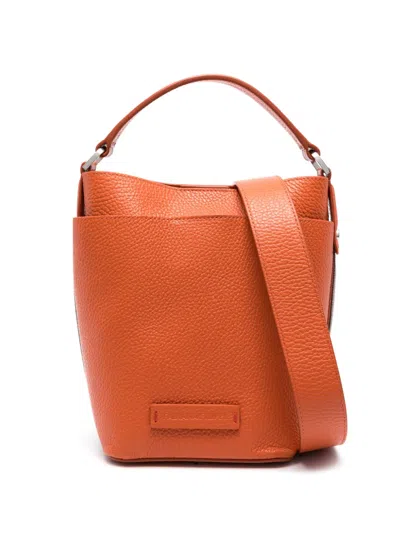 Fabiana Filippi Pebbled-texture Leather Bucket Bag In Orange