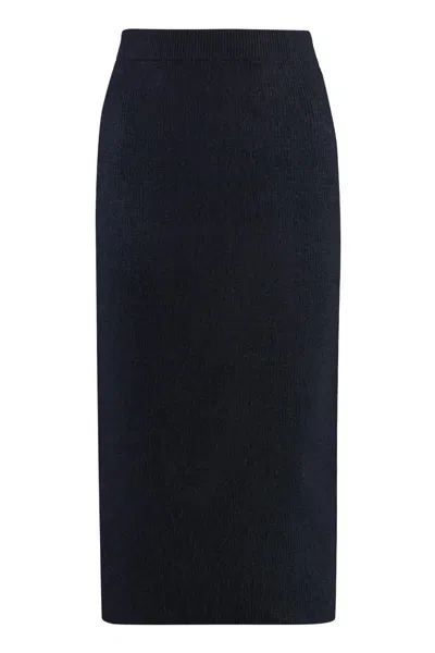 Fabiana Filippi Mohair Virgin Wool Skirt In Black