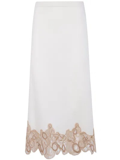 Fabiana Filippi Pencil Skirt With Lace Band In White