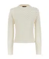 Fabiana Filippi Open-knit Crew Neck Long Sleeve Sweater In White