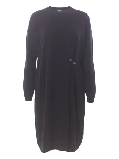Fabiana Filippi Pin-detail Wool Mini Dress In Black