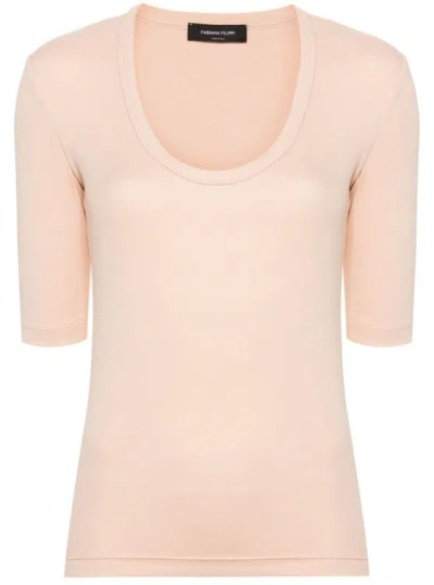 Fabiana Filippi Beaded-trim Stretch-cotton Top In Pink