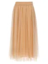 Fabiana Filippi Tulle Longuette Skirt With Flowing Layers In Pink
