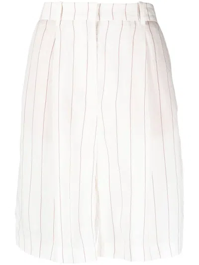 Fabiana Filippi Pinstripe Linen-blend Shorts In White