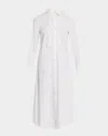 Fabiana Filippi Pintuck Stretch Linen-viscose Midi Shirtdress In Bianco Ottico