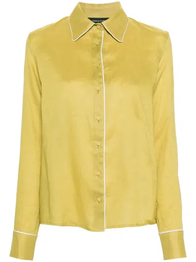 Fabiana Filippi Piped-trim Linen Shirt In Green