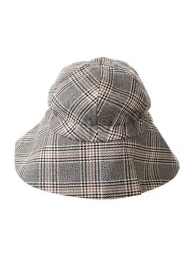 Pre-owned Fabiana Filippi Plaid Bucket Hat W/tags In Neutrals
