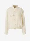 Fabiana Filippi Bomber Jacket With Front Pockets And Diamond Thread In Neutral