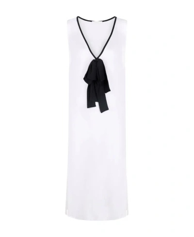 FABIANA FILIPPI FABIANA FILIPPI BOW-DETAILED V-NECK SLEEVELESS LONG TOP