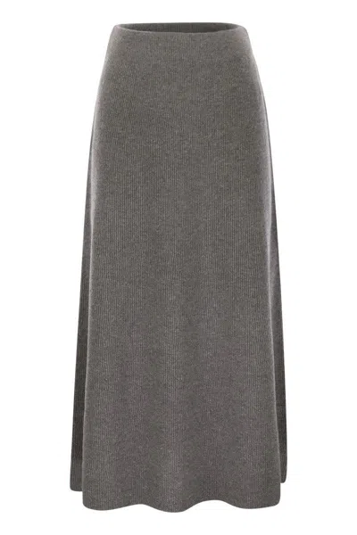 Fabiana Filippi Platinum And Lurex Long Skirt In Gray