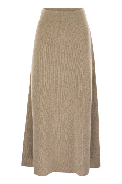Fabiana Filippi Platinum And Lurex Long Skirt In Brown