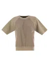 Fabiana Filippi Platinum And Lurex Short-sleeved Jersey In Brown