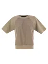 Fabiana Filippi Platinum And Lurex Short-sleeved Jersey In Sand