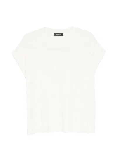 Fabiana Filippi Platinum Cap Sleeve Sweater With Embrodery In White