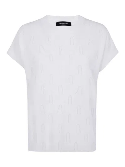 Fabiana Filippi Platinum Cap Sleeve Sweater With Embrodery In White
