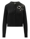 Fabiana Filippi Black Cardigan With Jewel Applications In Black