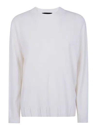 Fabiana Filippi Platinum Crew Neck Sweater With Embrodery In White