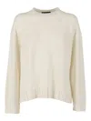 Fabiana Filippi Platinum Crew Neck Sweater With Filo Diamante In Neutral