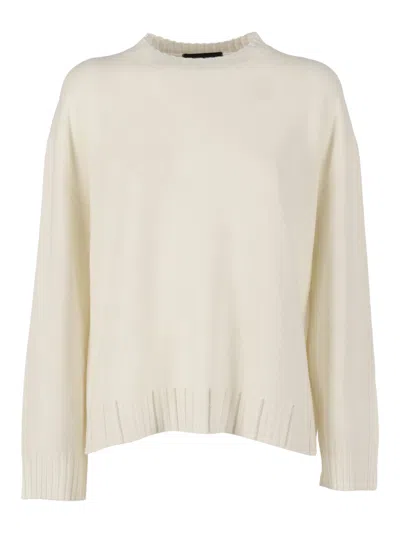 FABIANA FILIPPI PLATINUM CREW NECK SWEATER WITH FILO DIAMANTE