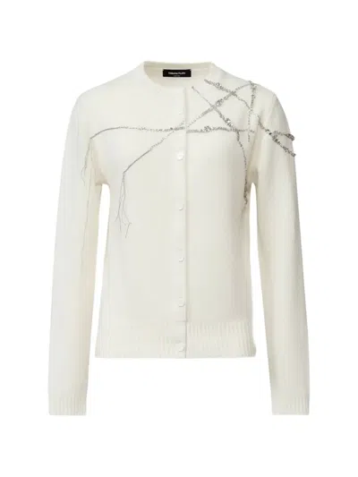 Fabiana Filippi Platinum Crystal-embellished Cardigan In White