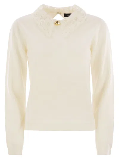 FABIANA FILIPPI PLATINUM JERSEY WITH MACRAMÉ LACE