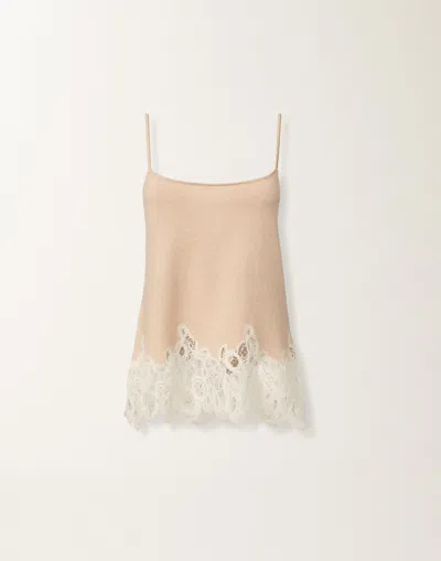 Fabiana Filippi Platinum Lingerie Top With Macramé Lace