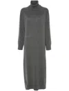 Fabiana Filippi Viscose Jersey Turtle Neck Dress In Grey