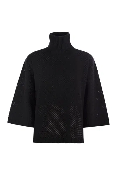 Fabiana Filippi Platinum Over Turtleneck Sweater In Black