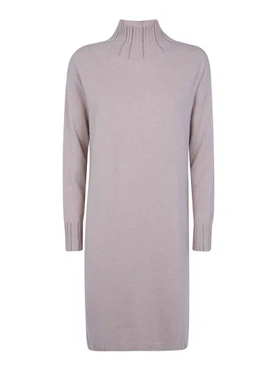 Fabiana Filippi Platinum Turtle Neck Knit Dress In Nude & Neutrals