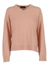 Fabiana Filippi Platinum V Neck Sweater With Filo Diamante Trim Detail In Pink