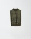 Fabiana Filippi Platinum Vest Top With Printed Twill On The Front In Green