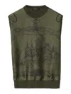 Fabiana Filippi Platinum Vest Top With Printed Twill On The Front In Green