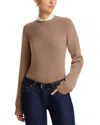 Fabiana Filippi Platinum Wool Blend Diamante Crewneck Sweater In Brown