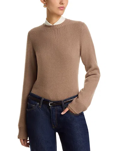 Fabiana Filippi Platinum Wool Blend Diamante Crewneck Sweater In Brown