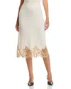 Fabiana Filippi Platinum Wool Blend Lace Band Pencil Skirt In White
