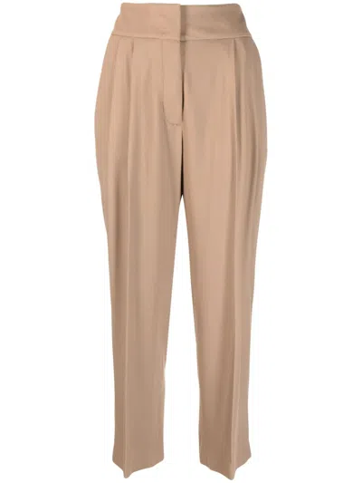 Fabiana Filippi Pleat-detail Cropped Trousers In Brown