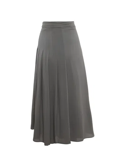 Pre-owned Fabiana Filippi Pleated A-line Midi Skirt In Gray