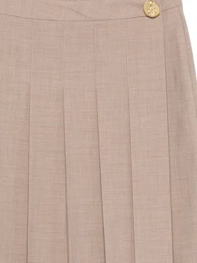 Fabiana Filippi Pleated Button Midi Skirt In Neutral