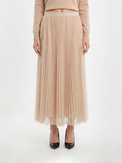 Fabiana Filippi Wide Pleated Tulle Skirt With Knitted Belt In Multi
